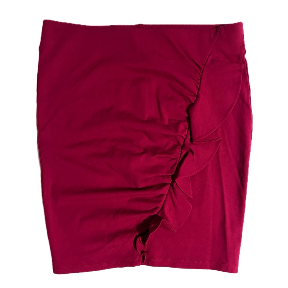 Torrid NWOT Ruffle Pencil Skirt ruched ponte knit wine fuchsia pink 12-14 XL